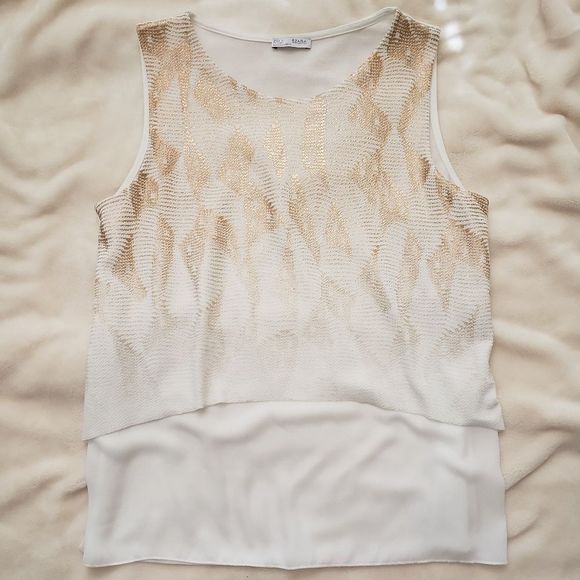 Zara white and gold top size Small - Picture 4 of 5